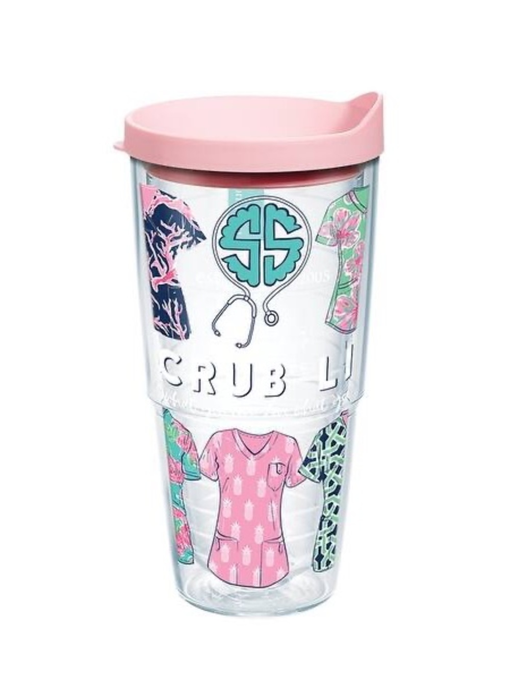Simply Southern Tervis Scrub Life Tumbler  24 oz Cup with Pink Lid Scrubs Nurse